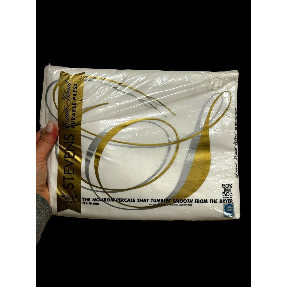 Vtg JP Stevens Beauti-Blend Durable Press Full Flat Sheet White NOS